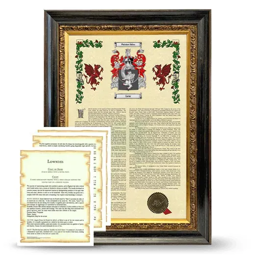 Lew Framed Armorial History and Symbolism - Heirloom
