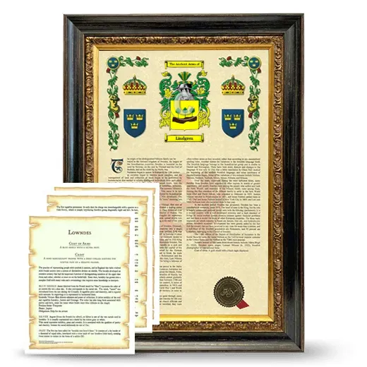 Lindgren Framed Armorial History and Symbolism - Heirloom