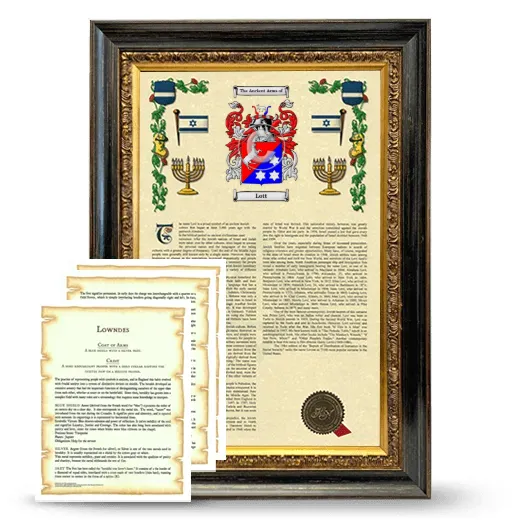 Lott Framed Armorial History and Symbolism - Heirloom