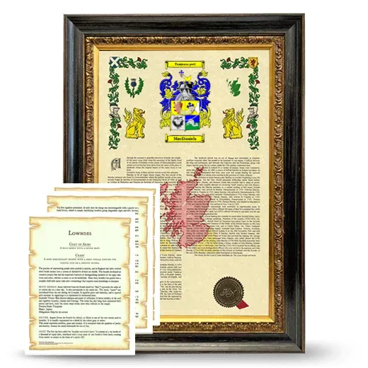 MacDaniels Framed Armorial History and Symbolism - Heirloom