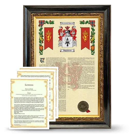 Magnússon Framed Armorial History and Symbolism - Heirloom
