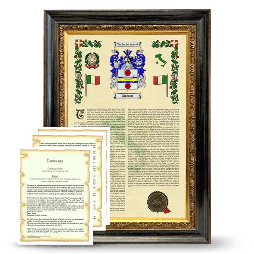 Magnan Framed Armorial History and Symbolism - Heirloom