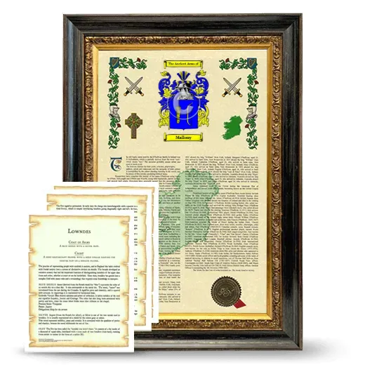Mallony Framed Armorial History and Symbolism - Heirloom
