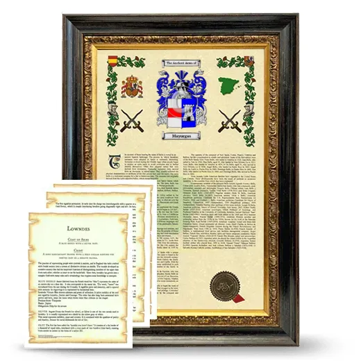 Mayorgas Framed Armorial History and Symbolism - Heirloom