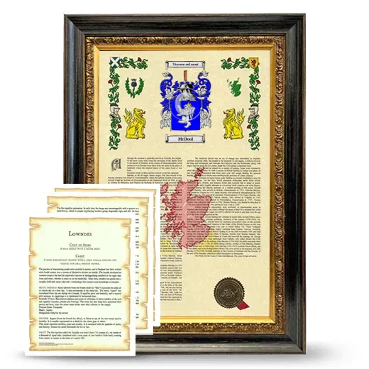 McDool Framed Armorial History and Symbolism - Heirloom