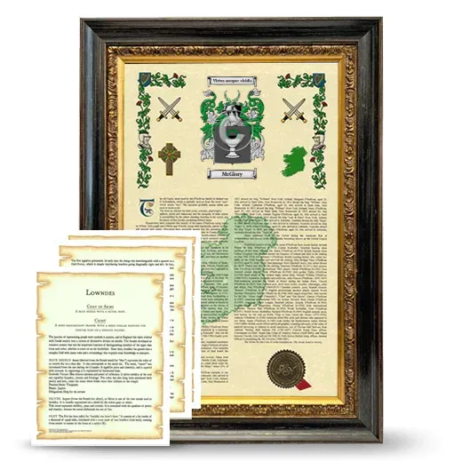 McGlory Framed Armorial History and Symbolism - Heirloom