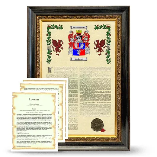 Medlycott Framed Armorial History and Symbolism - Heirloom