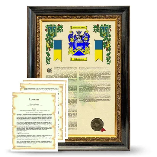 Mihailovich Framed Armorial History and Symbolism - Heirloom