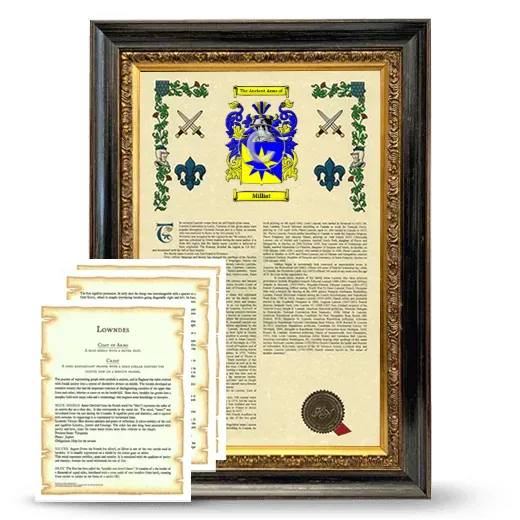 Milliat Framed Armorial History and Symbolism - Heirloom