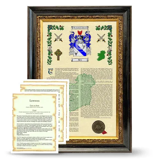 Ne'e Framed Armorial History and Symbolism - Heirloom