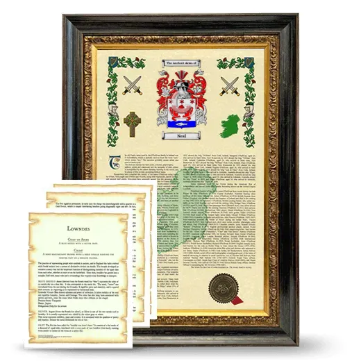 Neal Framed Armorial History and Symbolism - Heirloom
