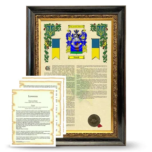 Nowak Framed Armorial History and Symbolism - Heirloom