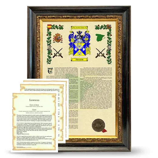 Olavarria Framed Armorial History and Symbolism - Heirloom