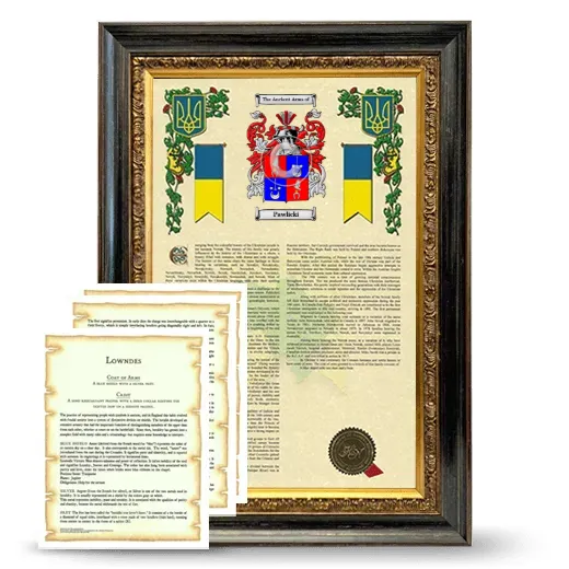 Pawlicki Framed Armorial History and Symbolism - Heirloom