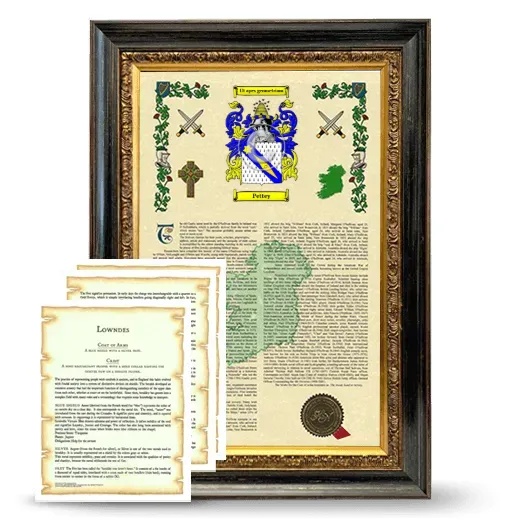 Pettey Framed Armorial History and Symbolism - Heirloom