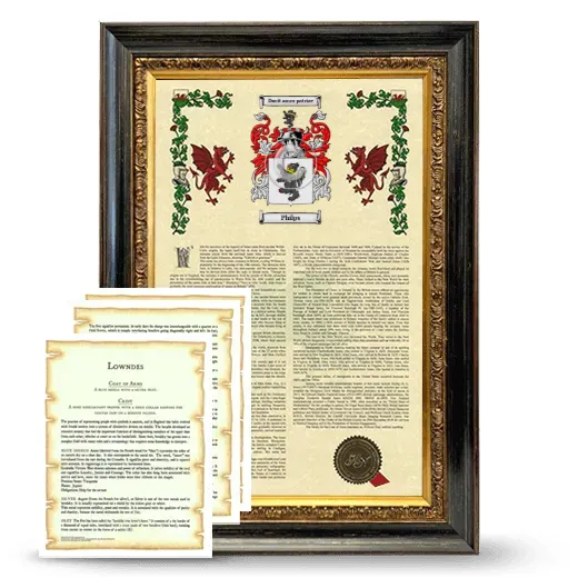 Philps Framed Armorial History and Symbolism - Heirloom