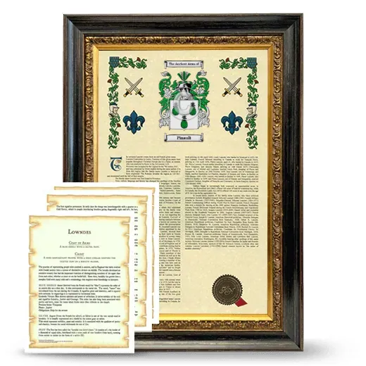 Pinault Framed Armorial History and Symbolism - Heirloom