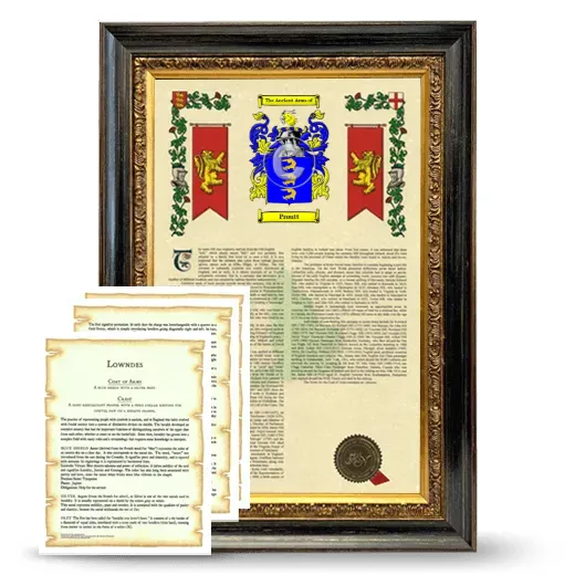 Proutt Framed Armorial History and Symbolism - Heirloom