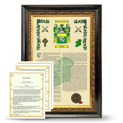 Quaing Framed Armorial History and Symbolism - Heirloom