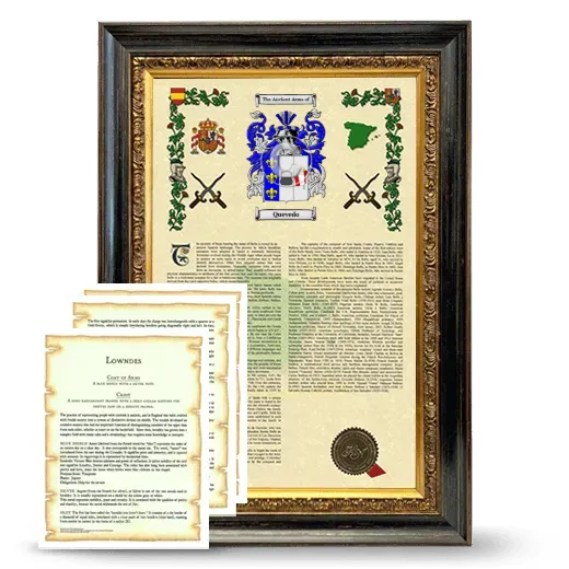 Quevedo Framed Armorial History and Symbolism - Heirloom