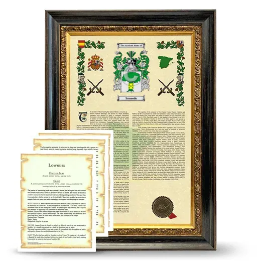 Sausedo Framed Armorial History and Symbolism - Heirloom