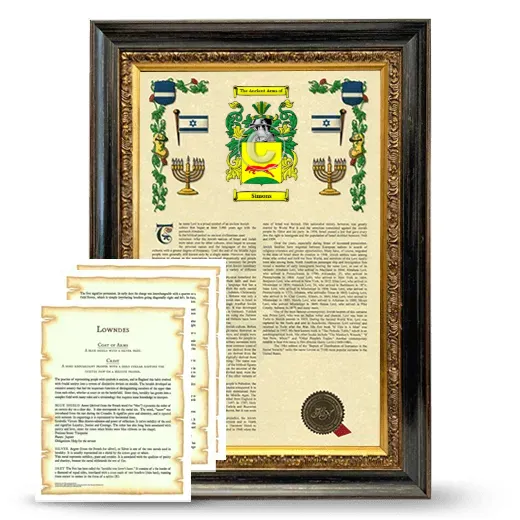 Simons Framed Armorial History and Symbolism - Heirloom