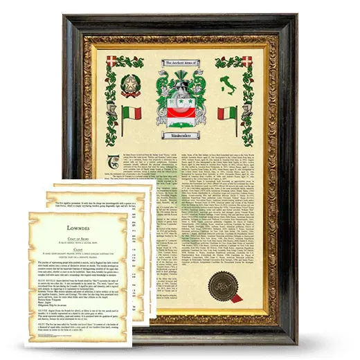Siniscalco Framed Armorial History and Symbolism - Heirloom