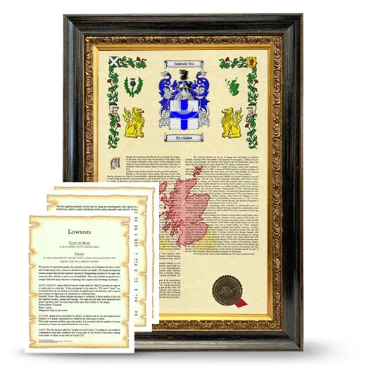 St.claire Framed Armorial History and Symbolism - Heirloom