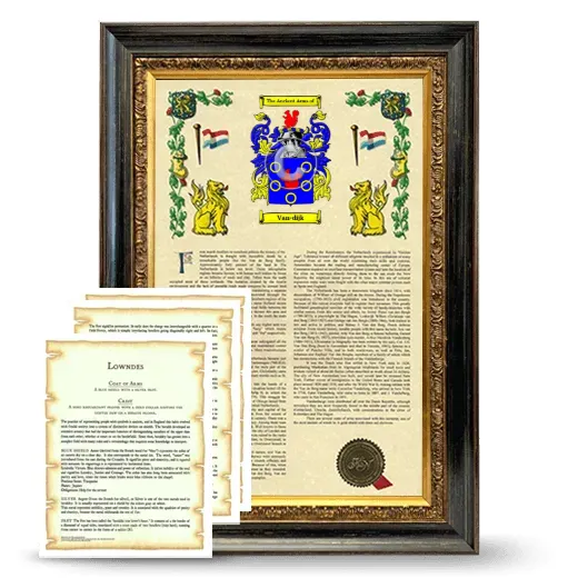 Van-dijk Framed Armorial History and Symbolism - Heirloom