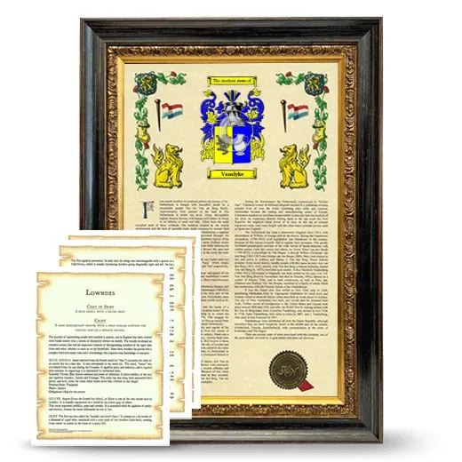 Vanslyke Framed Armorial History and Symbolism - Heirloom