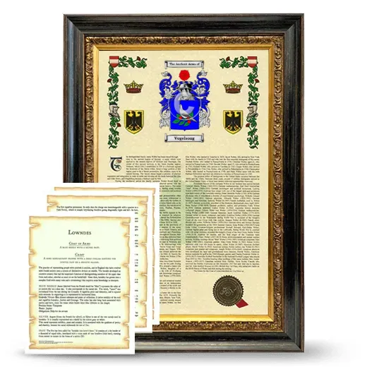 Vogelsong Framed Armorial History and Symbolism - Heirloom