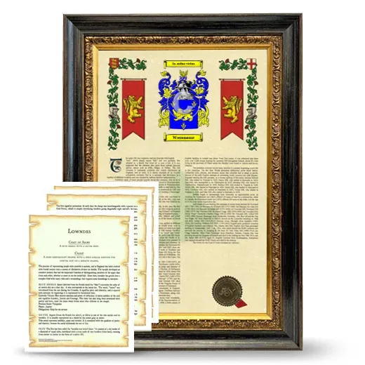 Woosname Framed Armorial History and Symbolism - Heirloom