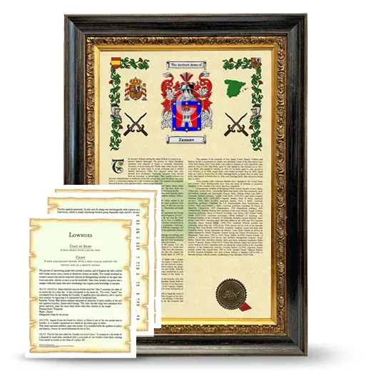 Zamore Framed Armorial History and Symbolism - Heirloom