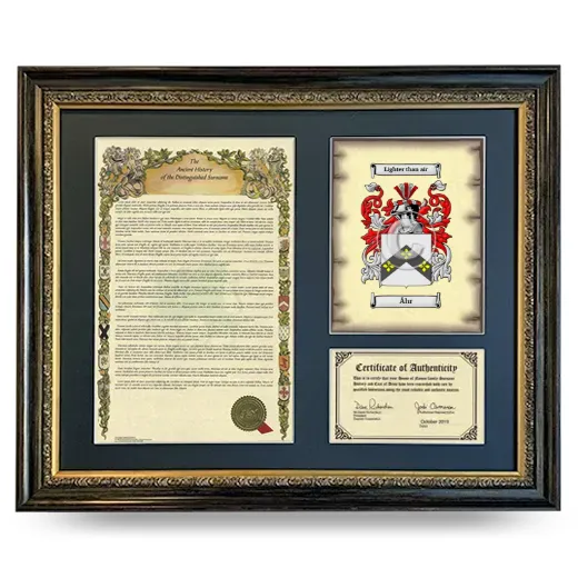 Åhr Framed Surname History and Coat of Arms- Heirloom