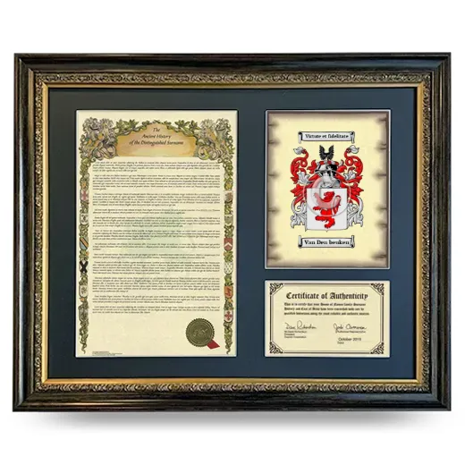 Van Den beuken Framed Surname History and Coat of Arms- Heirloom