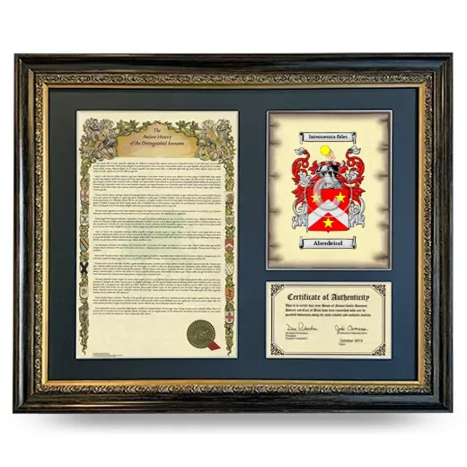 Aberdeind Framed Surname History and Coat of Arms- Heirloom