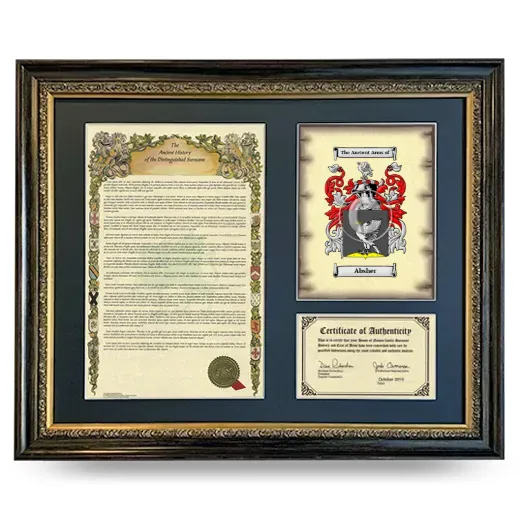 Absher Framed Surname History and Coat of Arms- Heirloom