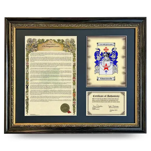 Adamsoombe Framed Surname History and Coat of Arms- Heirloom