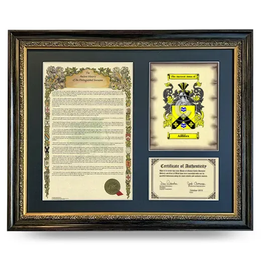 Aillifax Framed Surname History and Coat of Arms- Heirloom