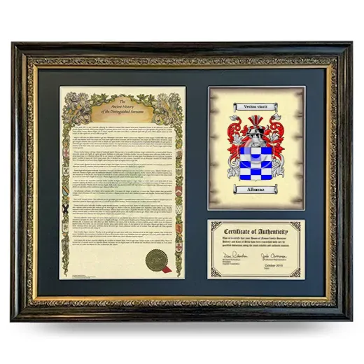 Albaraz Framed Surname History and Coat of Arms- Heirloom