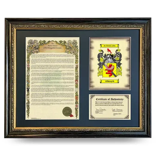 Albirnyth Framed Surname History and Coat of Arms- Heirloom