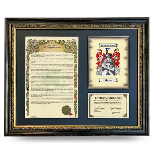 Almyke Framed Surname History and Coat of Arms- Heirloom