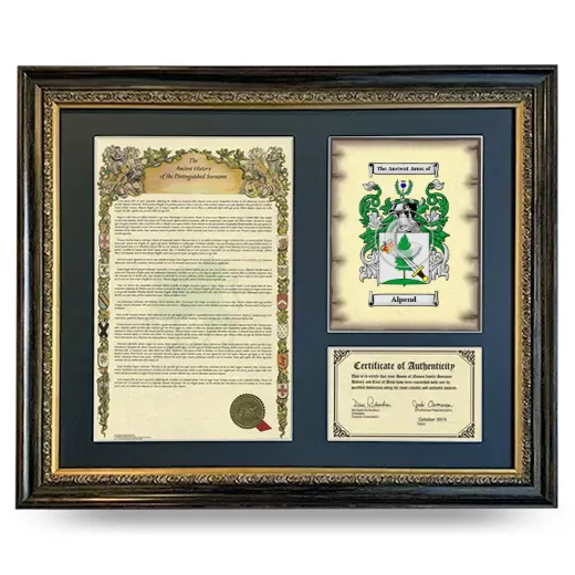 Alpend Framed Surname History and Coat of Arms- Heirloom