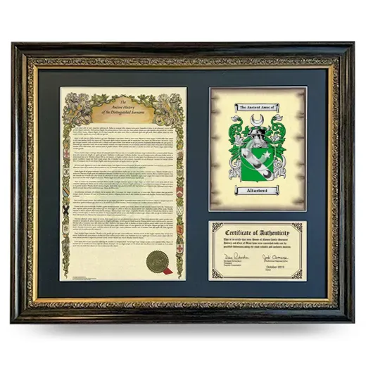 Altartent Framed Surname History and Coat of Arms- Heirloom