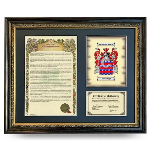 Alvarenga Framed Surname History and Coat of Arms- Heirloom