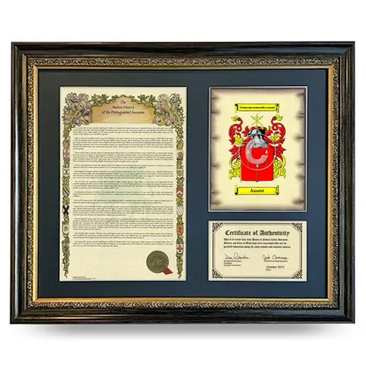 Amest Framed Surname History and Coat of Arms- Heirloom