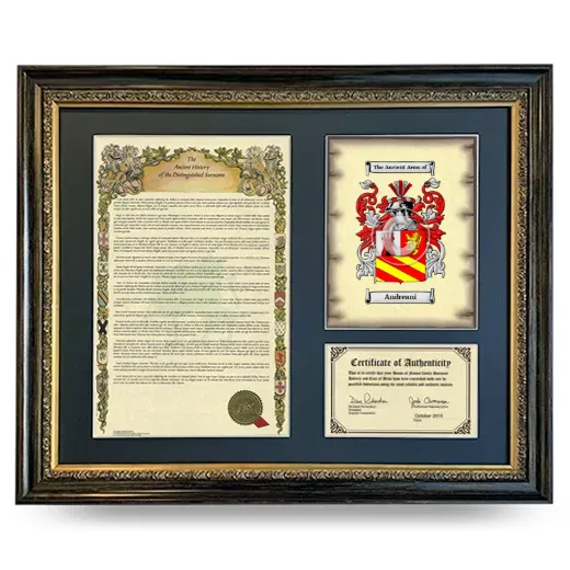 Andreani Framed Surname History and Coat of Arms- Heirloom