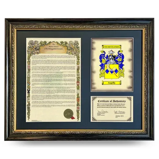 Angelly Framed Surname History and Coat of Arms- Heirloom