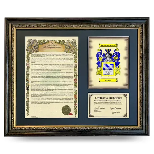Ansen Framed Surname History and Coat of Arms- Heirloom