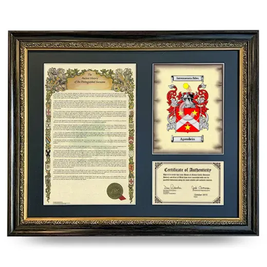 Aperdein Framed Surname History and Coat of Arms- Heirloom